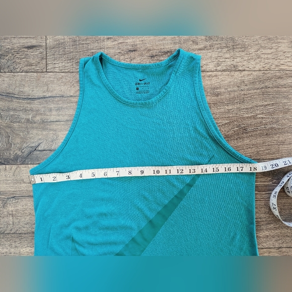 Nike Medium Dri Fit Running Workout Gym Tank Top Sleeveless Green Turquoise Teal - Picture 3 of 6